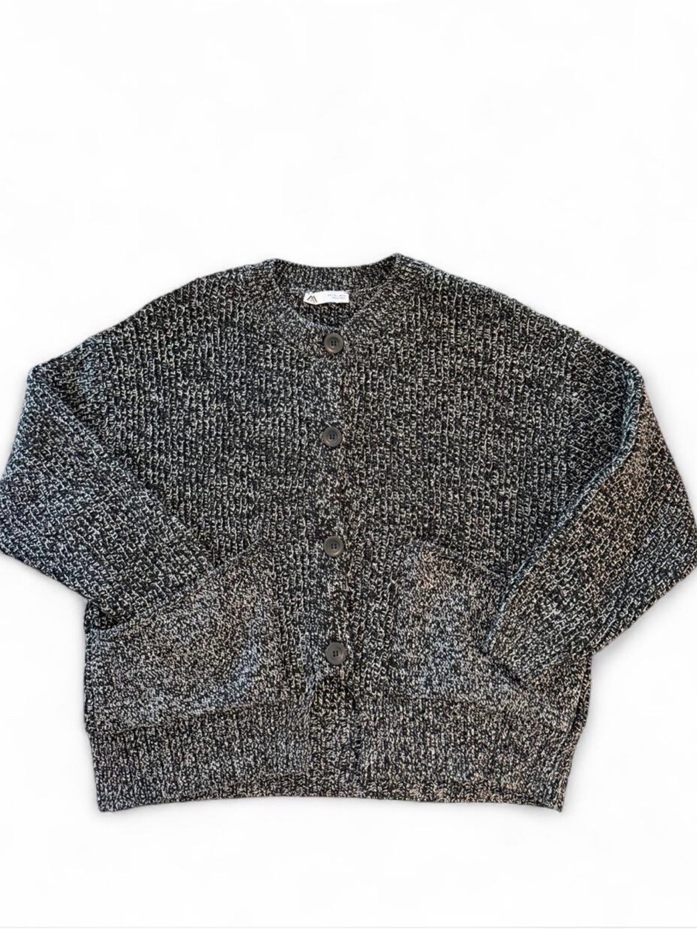 Women’s Zara Black & White Button-Up Knit Cardigan